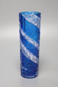 A Whitefriars style two colour glass vase, height 20cm