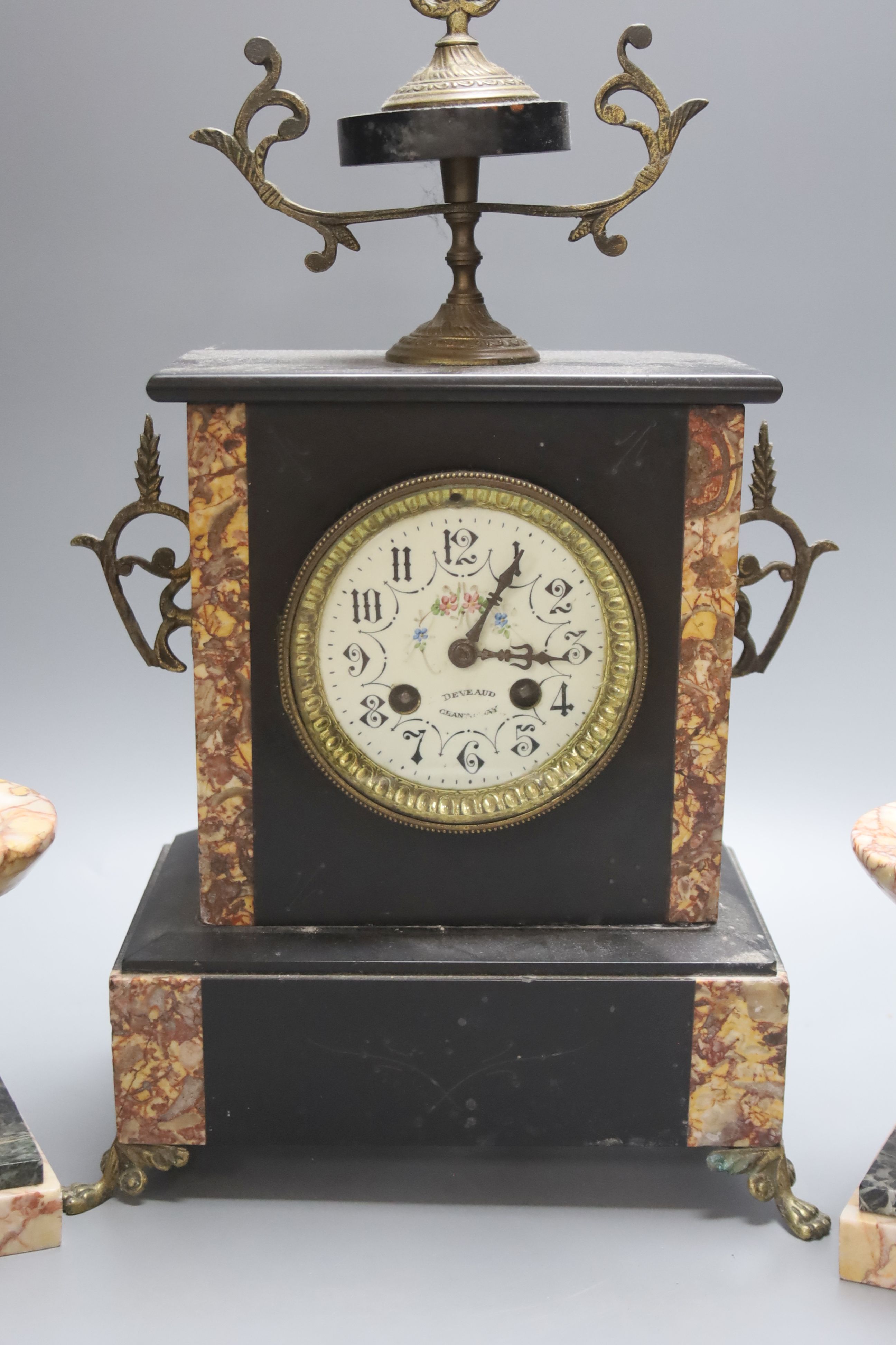 A slate marble mantel clock, height 43cm - Image 2 of 5