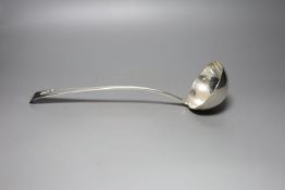 A George III silver Old English pattern soup ladle, London, 1806, 32.5cm,7oz.