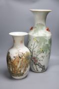 Two 20th century Chinese enamelled porcelain vases, largest 57.5cm