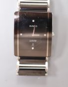 A modern steel and ceramic Rado Jubile quartz wrist watch, with quarterly markers, case diameter