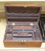 A colonial brass inlaid hardwood chest, length 42cm