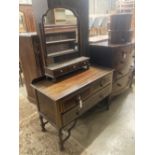 A William and Mary style banded mahogany chest, fitted over with a later mirror, width 114cm,