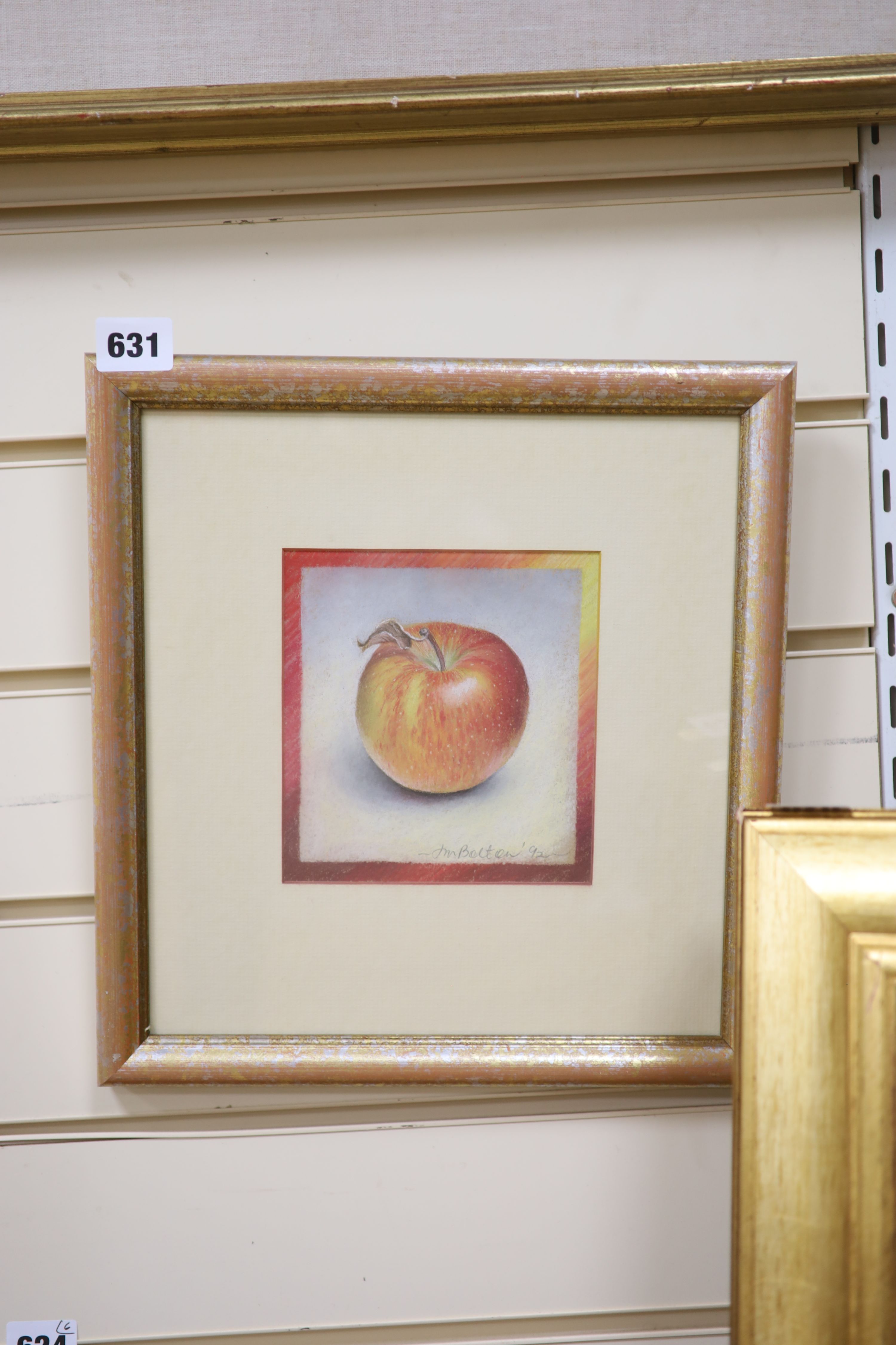 Janet Bolton, pastel, Braeburn Apple, signed and dated '92, 14 x 13cm - Bild 2 aus 2