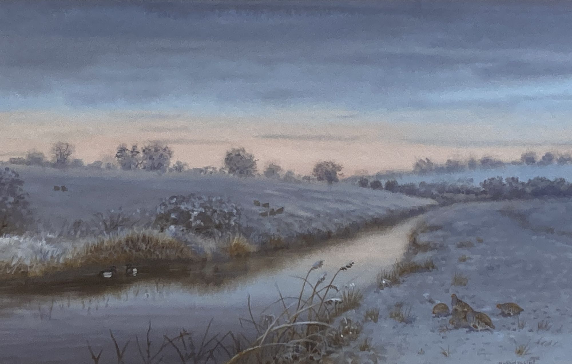 Richard Robjent (b. 1937), watercolour and gouache on paper, 'The River Glauen in Winter', signed,