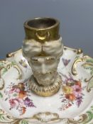 An English porcelain watch stand, probably Ridgway c.1830 and a Coalport style 'Turk's head'