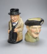 A Royal Doulton character jug of 'Monty' and another of Winston Churchill