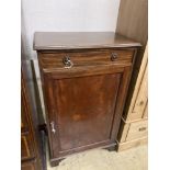 A George III style mahogany side cabinet, width 66cm, depth 40cm, height 110cm