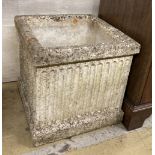 A square reconstituted stone garden planter, 35cm, height 35cm
