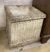 A square reconstituted stone garden planter, 35cm, height 35cm
