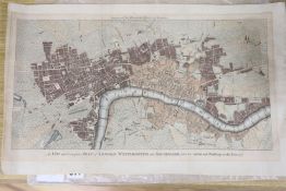 Harrison's History, coloured engraving, New and Complete Plan of London, Westminster and Southwark