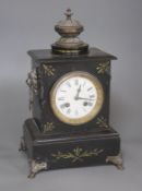 A Victorian slate mantel clock, height 33cm