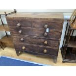 A Regency mahogany straight front chest of drawers, with turned knob handles, width 97cm, depth