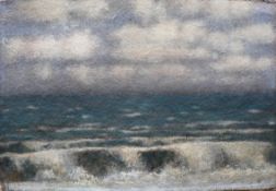 Tobit Roche (b.1954) Breaking Wave St Leonards, 2021 oil on khadi paper 25 x 40 cm