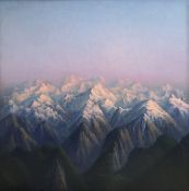 Tobit Roche (1954) Mountains, 2019 oil on canvas 100 x 100 cms