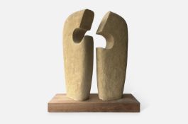 Bernard McGuigan (b.1956) Communication/Conversation Piece, 2014-15 limestone on hardwood base