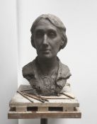 Suzie Zamit (b.1957) Portrait of Virginia Woolf, 2021 bronze first in an edition of 25 H36 x W26 cm