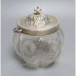 An Edwardian silver mounted glass biscuit barrel, Boardman, Glossop & Co, Sheffield, 1901, height