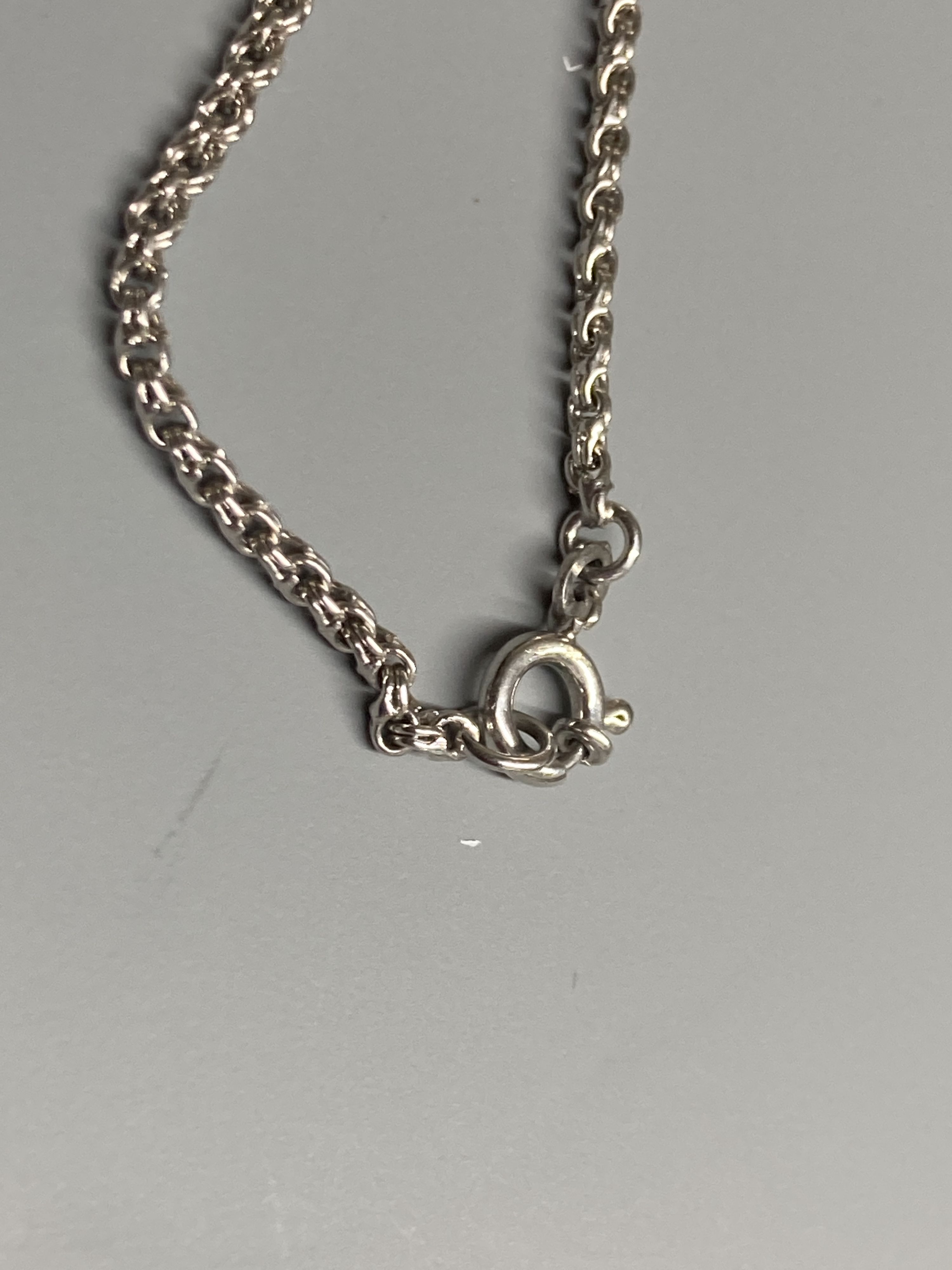 A modern 9ct white gold necklace with yellow gold baton links, 78cm,13.2 grams. - Image 2 of 4