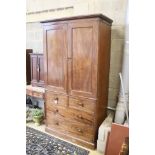 A Victorian mahogany linen press, formerly part of a larger wardrobe, width 112cm. depth 66cm.