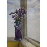 Jennie Burgen, oil on canvas, 'High Rise View, Wimbledon', label verso, 45 x 32cm