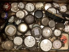 A collection of mainly early 20th century and later silver or white metal fob and wrist watches