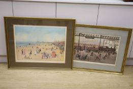 Helen Bradley, two signed prints, Blackpool Station and Blackpool Sands, both signed in pencil,