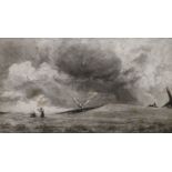 Sir Frank Short (1857-1945), mezzotint, A Sussex Down after John Constable, signed in pencil,