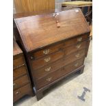 A George III mahogany bureau, width 91cm, depth 51cm, height 108cm