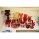Assorted Victorian cranberry and ruby glassware