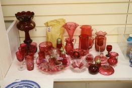 Assorted Victorian cranberry and ruby glassware