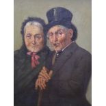 J.Bergman, oil on board, A distinguished couple, signed, 25 x 19 cm.