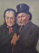 J.Bergman, oil on board, A distinguished couple, signed, 25 x 19 cm.