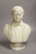 A Parian bust, inscribed verso Dr. Todd. F.R.S., M. Noble.S.c. London 1860, on socle base (a.f.),
