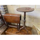 An early 20th century mahogany tripod wine table, 38cm diameter, height 74cm, together with an