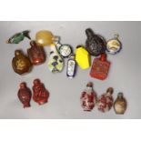 A collection of Chinese snuff bottles, with the best examples in separate bags