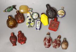 A collection of Chinese snuff bottles, with the best examples in separate bags