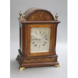 An inlaid mahogany eight day bracket clock, the silvered 3.5 inch dial later marked Boodle &