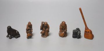 A collection of Japanese netsuke, mostly 20th century, one bronze