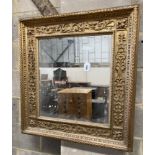 A 19th century rectangular giltwood and gesso wall mirror, width 75cm, height 80cm