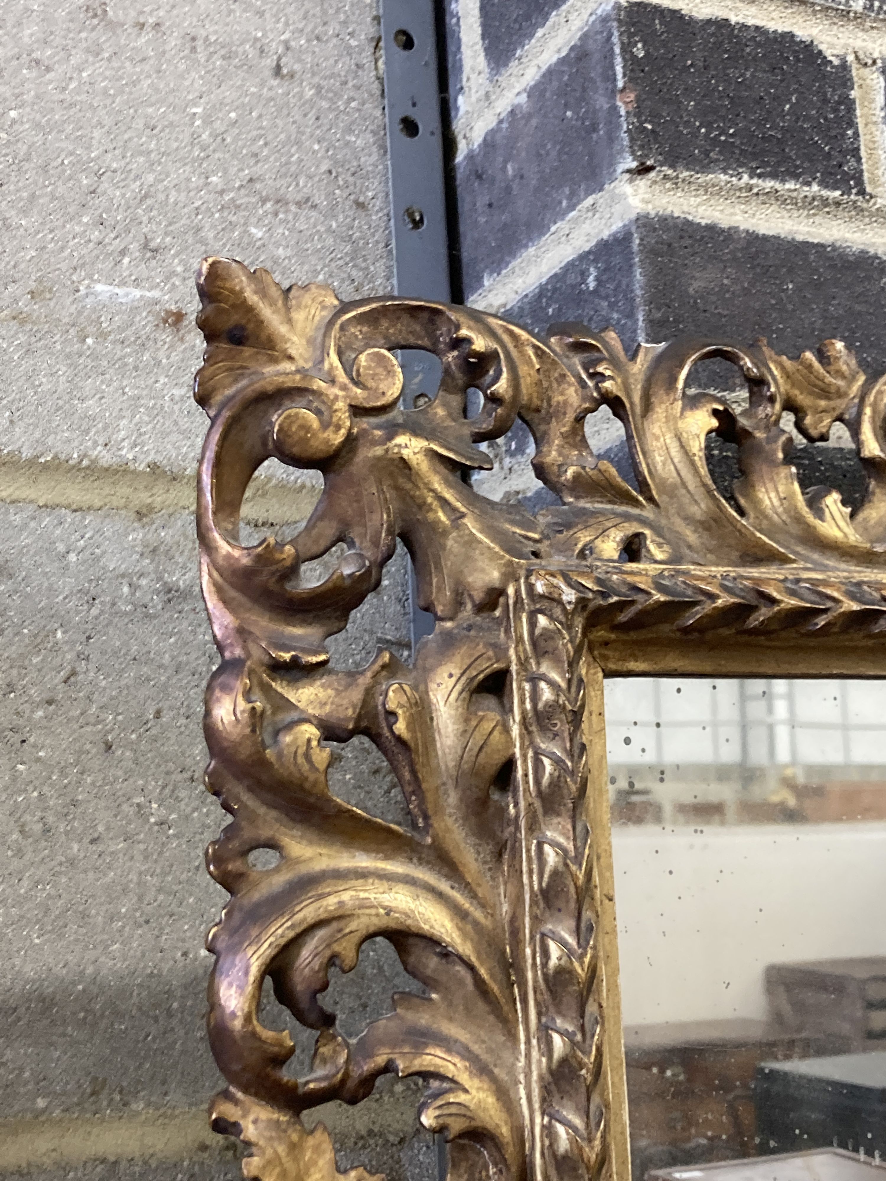 A 19th century Florentine style carved giltwood wall mirror, width 60cm, height 70cm - Image 2 of 3