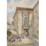 Enrique Marin (1876-1940), watercolour, Posada de la Hermandad, Toledo, Spain, signed, 46 x 30cm