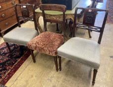 A pair of George IV style mahogany dining chairs and one other chair