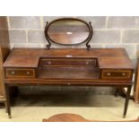 A mid 19th century mahogany dressing table,converted from a square piano, decorated with