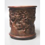 A Chinese carved brush pot, 15.5cm high
