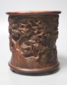 A Chinese carved brush pot, 15.5cm high