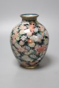 A Japanese silver wire cloisonne vase, decorated with flower heads, possibly Inaba, 16cm high