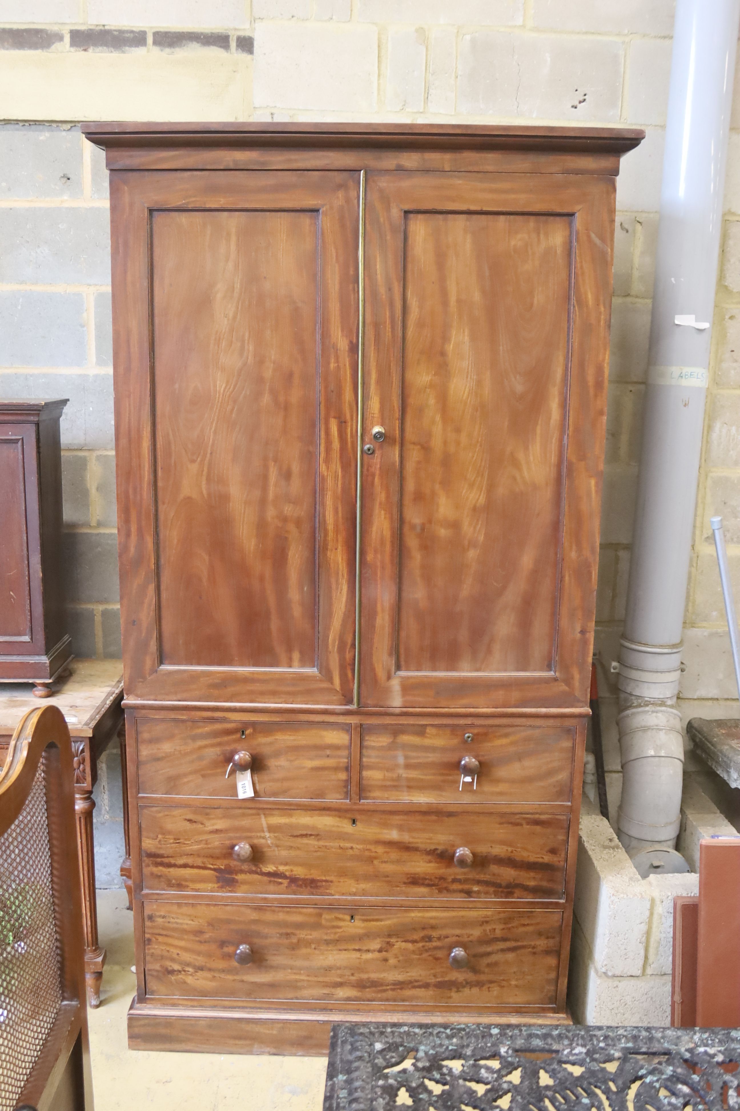 A Victorian mahogany linen press, formerly part of a larger wardrobe, width 112cm. depth 66cm. - Image 2 of 2