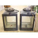 A pair of early Victorian carriage lamps, 36cm high