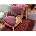 A pair of contemporary Wychwood design armchairs in Louis XVI style, width 70cm, depth 80cm,